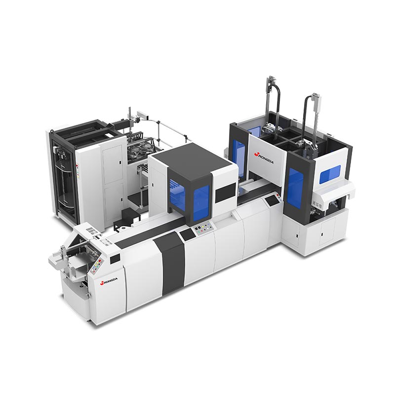 Máquina automática para fabricar cajas rígidas de doble estación